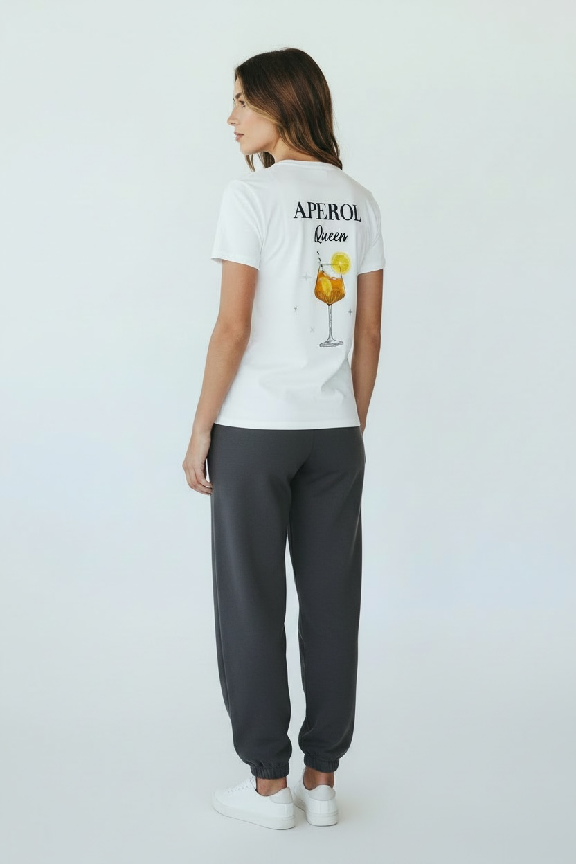 Balti Marškinėliai Aperol Queen - moteriškas drabužis | AEstudio