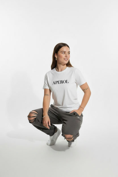 Balti Marškinėliai Aperol Queen - moteriškas drabužis | AEstudio